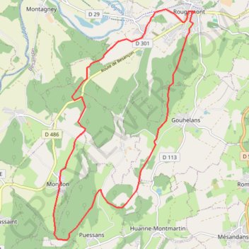 Itinéraire La Croix de Rognon - Doubs, distance, dénivelé, altitude, carte, profil, trace GPS