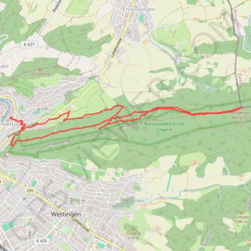 Itinéraire Lageren Burghom, distance, dénivelé, altitude, carte, profil, trace GPS
