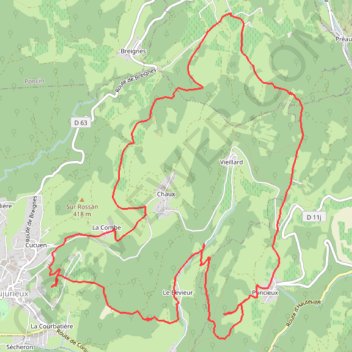 Itinéraire Le Bévieur (01), distance, dénivelé, altitude, carte, profil, trace GPS