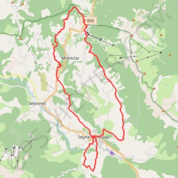 Itinéraire VTT_SEYNE-23-camping- selonnet-la-blanche 30 km 860 m d+, distance, dénivelé, altitude, carte, profil, trace GPS