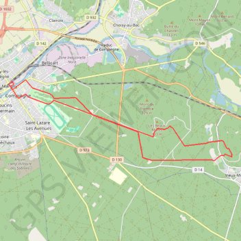 Itinéraire Compiègne, distance, dénivelé, altitude, carte, profil, trace GPS