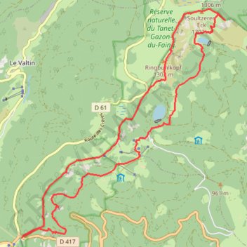 Itinéraire Schlucht - Lac des truites, distance, dénivelé, altitude, carte, profil, trace GPS
