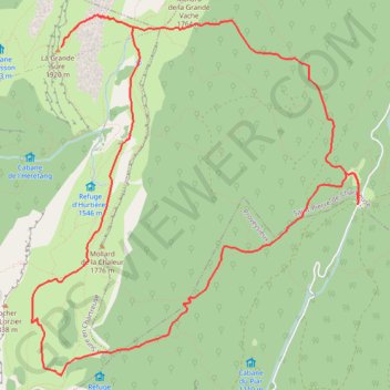 Itinéraire La Grande Sure par le Col d'Hurtière, distance, dénivelé, altitude, carte, profil, trace GPS