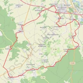 Itinéraire Du Pays d'Othe à la forêt de Chaource, distance, dénivelé, altitude, carte, profil, trace GPS