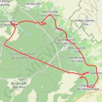 Itinéraire Balade dans les Côtes de Meuse - Vigneulles-les-Hattonchâtel, distance, dénivelé, altitude, carte, profil, trace GPS