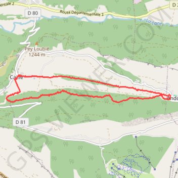 Itinéraire Andon, distance, dénivelé, altitude, carte, profil, trace GPS