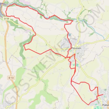 Itinéraire Circuit des Moulins à Plouvien, distance, dénivelé, altitude, carte, profil, trace GPS