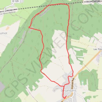 Itinéraire Désandans im Schnee, distance, dénivelé, altitude, carte, profil, trace GPS