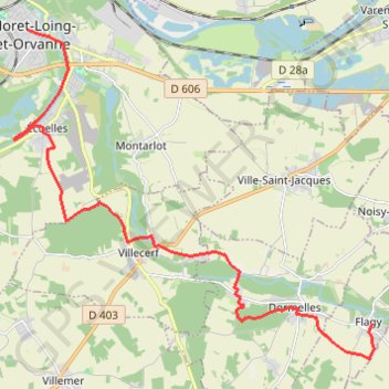 Itinéraire De l'Orvanne de Moret-sur-Loing à Flagy, distance, dénivelé, altitude, carte, profil, trace GPS