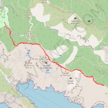 Itinéraire La crete de Morgiou à partir du chemin de Morgiou, distance, dénivelé, altitude, carte, profil, trace GPS