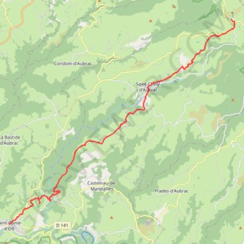 Itinéraire 08Aubrac-StCome, distance, dénivelé, altitude, carte, profil, trace GPS