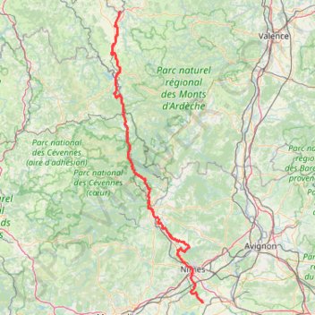 Itinéraire Du Massif Central à la Camargue, distance, dénivelé, altitude, carte, profil, trace GPS