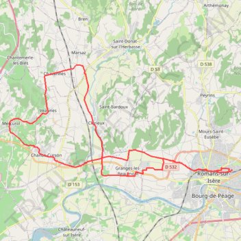 Itinéraire Romans-sur-Isère Cyclisme sur route, distance, dénivelé, altitude, carte, profil, trace GPS