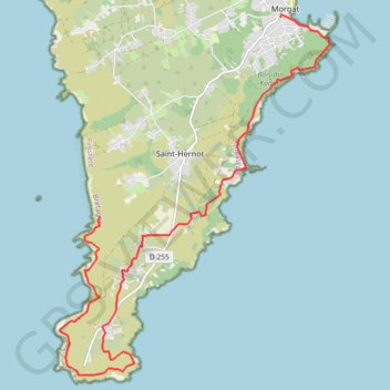 Itinéraire Crozon, La Pallue, cap de la Chèvre, Morgat, distance, dénivelé, altitude, carte, profil, trace GPS