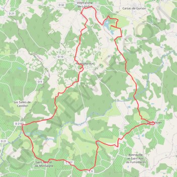 Itinéraire Autour de Montaigne - Carsac de Gurson, distance, dénivelé, altitude, carte, profil, trace GPS