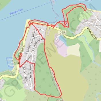 Itinéraire Nergout, le lac de Vassivière, distance, dénivelé, altitude, carte, profil, trace GPS