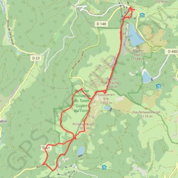 Itinéraire Col du Calvaire, le Tanet, distance, dénivelé, altitude, carte, profil, trace GPS