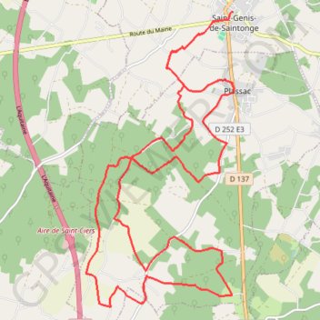 Itinéraire St Genis de Saintonge n°13 25 kms, distance, dénivelé, altitude, carte, profil, trace GPS