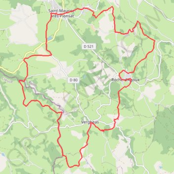 Itinéraire Circuit de Saint-Maurice-près-de-Pionsat, distance, dénivelé, altitude, carte, profil, trace GPS