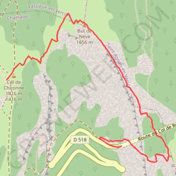 Itinéraire Col de Chironne - But de Nève - Col de Rousset, distance, dénivelé, altitude, carte, profil, trace GPS