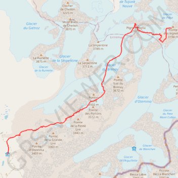 Itinéraire Chanrion - Pigne d'Arolla - Vignettes, distance, dénivelé, altitude, carte, profil, trace GPS