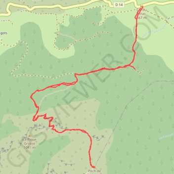 Itinéraire Pech de Bugarach, distance, dénivelé, altitude, carte, profil, trace GPS