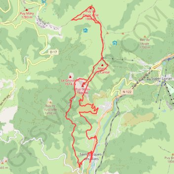 Itinéraire Puy Griou et Puy de Peyre-Arse, distance, dénivelé, altitude, carte, profil, trace GPS