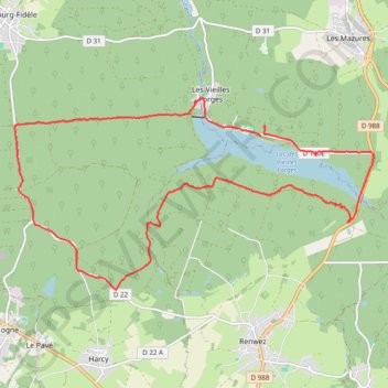 Itinéraire Lac des vielles forges, distance, dénivelé, altitude, carte, profil, trace GPS