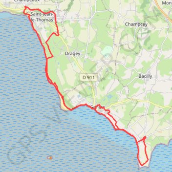 Itinéraire Baie du Mont Saint Michel, distance, dénivelé, altitude, carte, profil, trace GPS