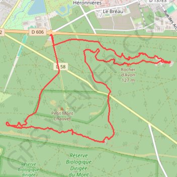 Itinéraire Sentier Denecourt-Colinet - Les Rochers de Bouligny et d'Avon, distance, dénivelé, altitude, carte, profil, trace GPS
