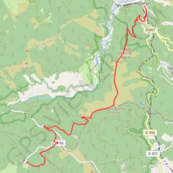 Itinéraire Descendre du Mas-de-la-Barque à Villefort, distance, dénivelé, altitude, carte, profil, trace GPS