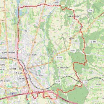 Itinéraire Séméac - Sarrouilles - Oléac-Debat, distance, dénivelé, altitude, carte, profil, trace GPS