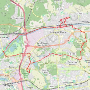Itinéraire La Thorignienne - Thorigny-sur-Marne, distance, dénivelé, altitude, carte, profil, trace GPS