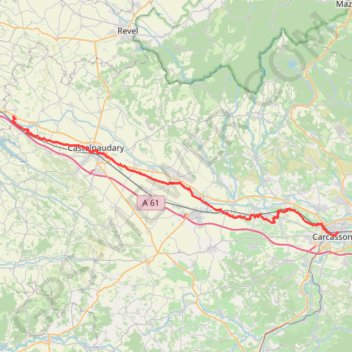Itinéraire Naurouze - Carcassonne (Canal du Midi), distance, dénivelé, altitude, carte, profil, trace GPS