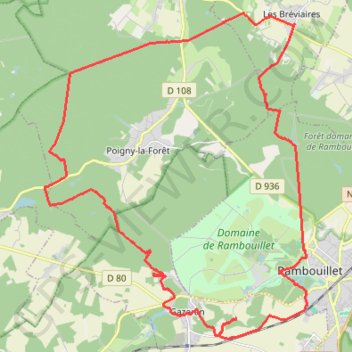 Itinéraire Autour de Poigny-la-foret, distance, dénivelé, altitude, carte, profil, trace GPS