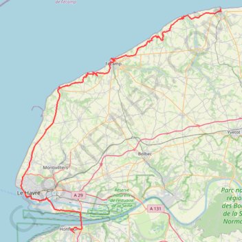 Itinéraire J2 Saint Valéry en caux / Honfleur, distance, dénivelé, altitude, carte, profil, trace GPS