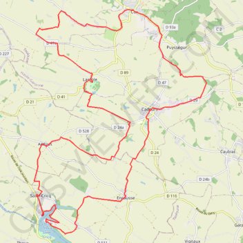 Itinéraire Autour de Cadours, distance, dénivelé, altitude, carte, profil, trace GPS