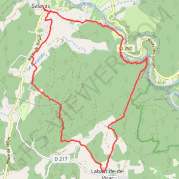 Itinéraire Autour de Salavas, distance, dénivelé, altitude, carte, profil, trace GPS
