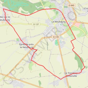 Itinéraire Boucle du Teillage - Le Nebourg, distance, dénivelé, altitude, carte, profil, trace GPS
