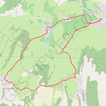 Itinéraire Coteau Vannage (Courchaton, accolans), distance, dénivelé, altitude, carte, profil, trace GPS