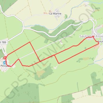 Itinéraire Croix de Pessade, distance, dénivelé, altitude, carte, profil, trace GPS