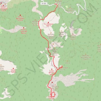 Itinéraire Ruta de los Volcanes. La Palma, distance, dénivelé, altitude, carte, profil, trace GPS