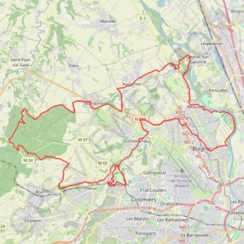 Itinéraire Fil Vert de Beauzelle à Lévignac, distance, dénivelé, altitude, carte, profil, trace GPS