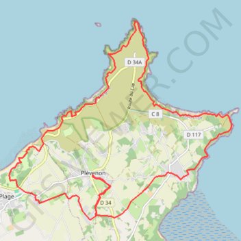 Itinéraire Tour du Cap Fréhel, distance, dénivelé, altitude, carte, profil, trace GPS
