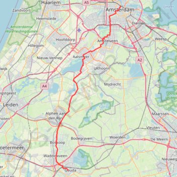 Itinéraire ams_gouda_contrasté_-13536651-1628701228-726, distance, dénivelé, altitude, carte, profil, trace GPS