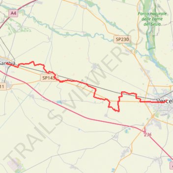 Itinéraire tappa-09-da-santhia-vercelli, distance, dénivelé, altitude, carte, profil, trace GPS
