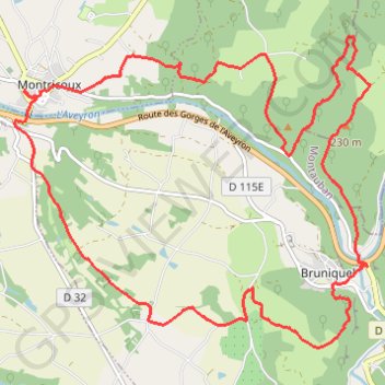 Itinéraire Montricoux-Bruniquel-Saint Maffre, distance, dénivelé, altitude, carte, profil, trace GPS