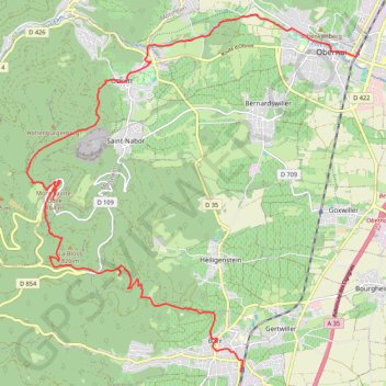 Itinéraire D'Obernai à Barr via le Mont Sainte-Odile, distance, dénivelé, altitude, carte, profil, trace GPS
