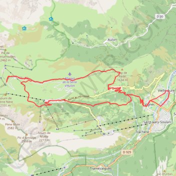 Itinéraire Col de Portet de Vielle-Aure - descente par granges de lias, distance, dénivelé, altitude, carte, profil, trace GPS