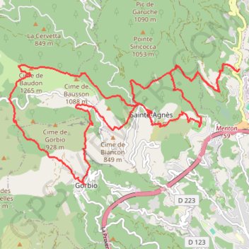 Itinéraire Cime du Baudon depuis Monti, distance, dénivelé, altitude, carte, profil, trace GPS